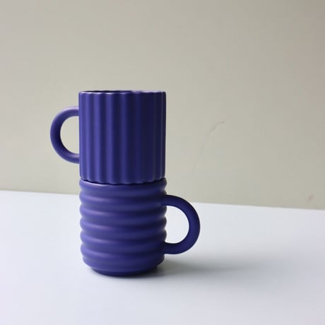 "FORM & SEEK" Ripple Mugs SET - Cobalt -
