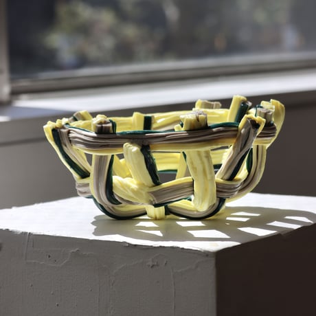 " Take 5 Rubber " Rope Basket S - smooth yellow&dark green