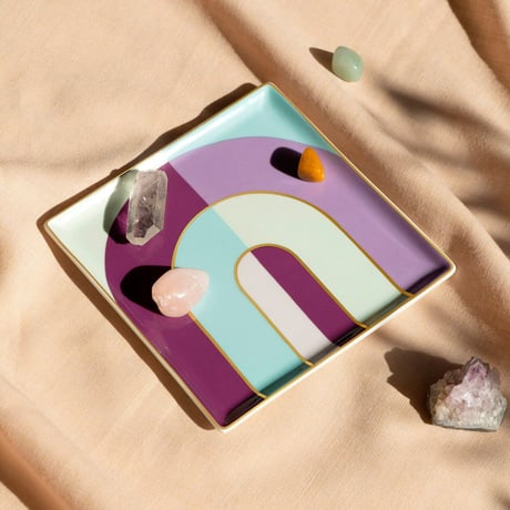 "OCTAEVO" Ceramic Tray - Riviera Arch purple  -