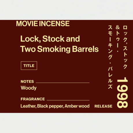 " AGNI TOKYO " Incense - Lock, Stock and Two Smoking Barrels / ロック、ストック&トゥー・スモーキング・バレルズ