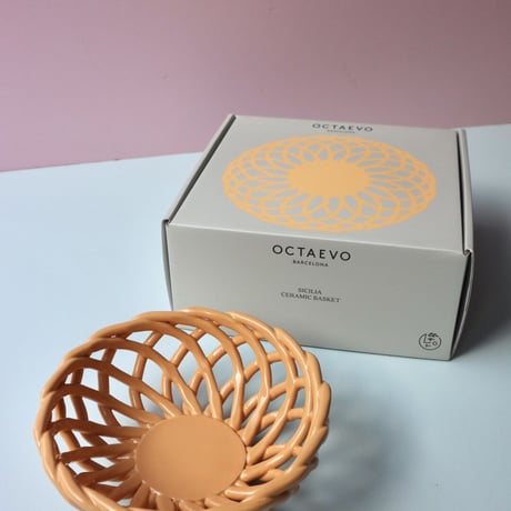 "OCTAEVO" Sicilia Ceramic Basket Small - tangerine -