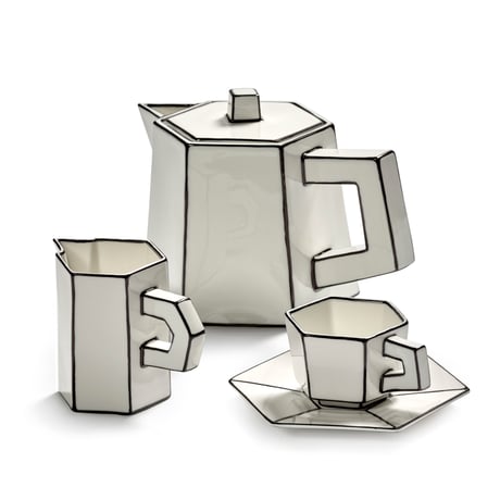 " SERAX " Carte Blanche - Cappuccino cup with saucer white - black