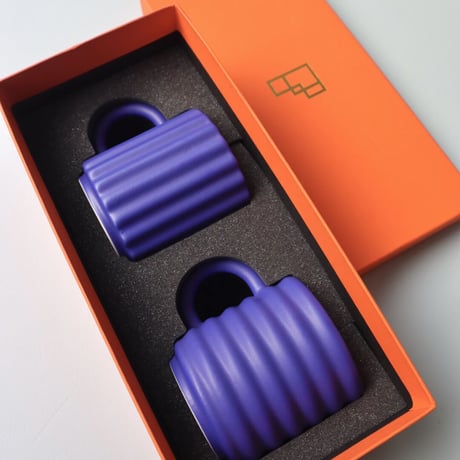 "FORM & SEEK" Ripple Mugs SET - Cobalt -