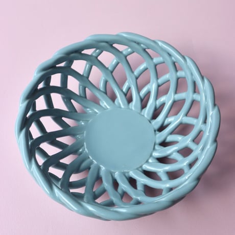 "OCTAEVO" Sicilia Ceramic Basket Small - light blue -