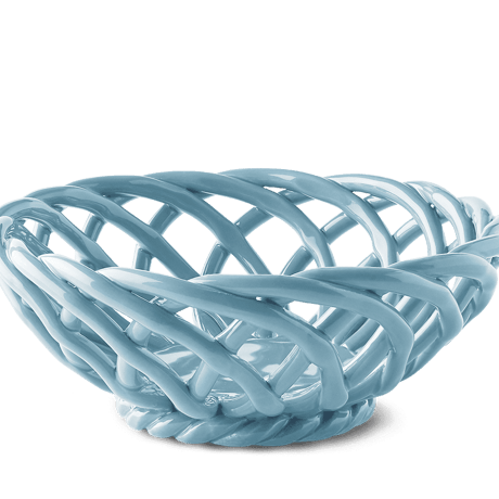 "OCTAEVO" Sicilia Ceramic Basket Small - light blue -