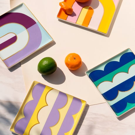 "OCTAEVO" Ceramic Tray - Riviera Wave blue  -
