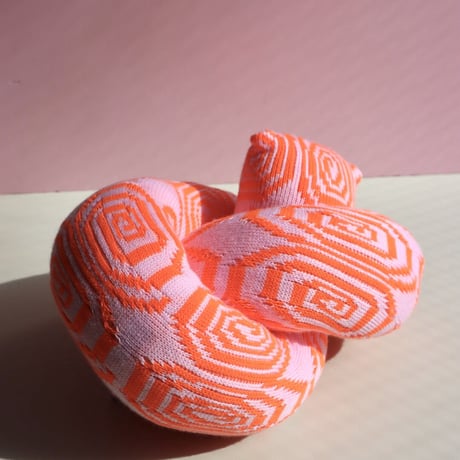 "Zebra Knits"  SPIRAL KNOT - Baby Pink & Tango - (SMALL)