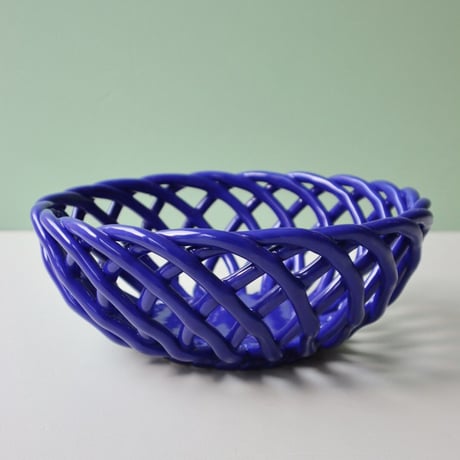 "OCTAEVO" Sicilia Ceramic Basket Large - dark blue -