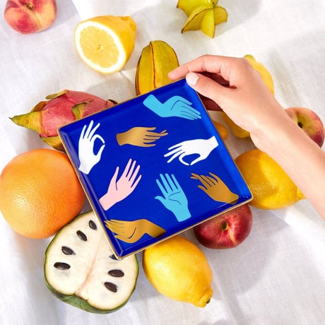 "OCTAEVO" Ceramic Tray - HAMSA Blue  -