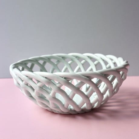 "OCTAEVO" Sicilia Ceramic Basket Large - light mint -