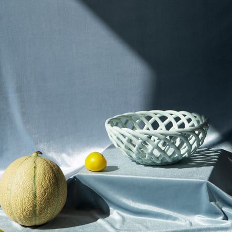 "OCTAEVO" Sicilia Ceramic Basket Large - light mint -