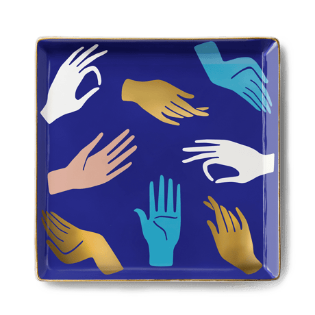 "OCTAEVO" Ceramic Tray - HAMSA Blue  -