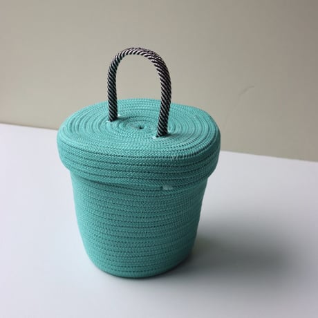 "UGLY RUGLY" SMALL LOOPY LID BASKET - TEAL -
