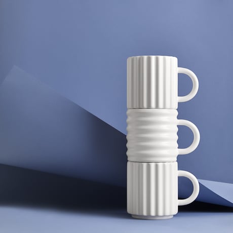 "FORM & SEEK" Ripple Mugs SET - White -