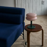"ILKW." SNOWMAN 22 TABLE - PEACH & DEEP GREEN