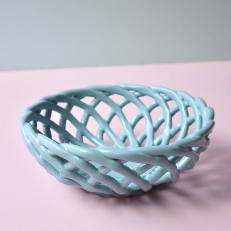 "OCTAEVO" Sicilia Ceramic Basket Small - light blue -