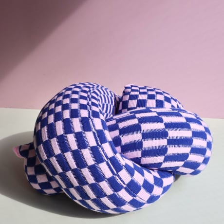 "Zebra Knits" CHECK KNOT - Baby Pink & Electric Blue - (BIG)