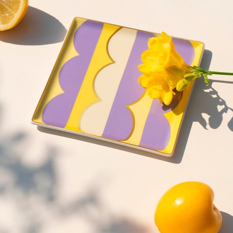 "OCTAEVO" Ceramic Tray - Riviera Wave yellow  -