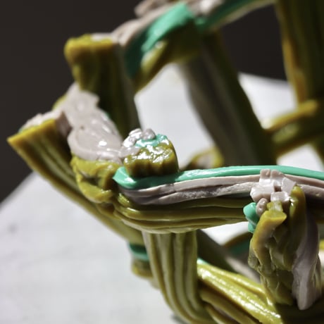 " Take 5 Rubber " Rope Basket S - matcha green&light green