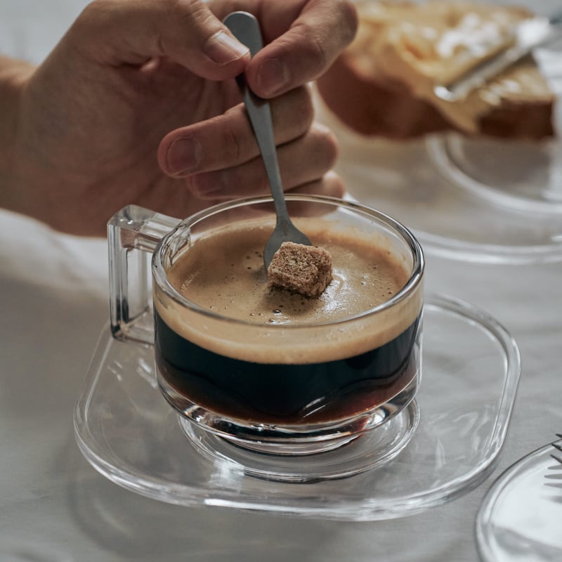 ARNO GLASS カップ&ソーサー クリア 未使用未開封 ARNO GLASS（アルノグラス）カップ＆ソーサー アンバー｜カップ