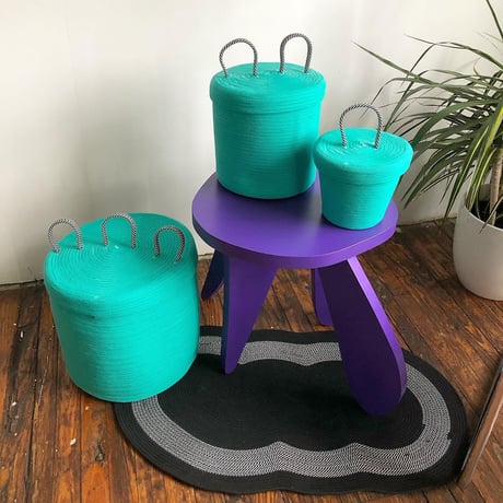 "UGLY RUGLY" MEDIUM LOOPY LID BASKET - GREEN -