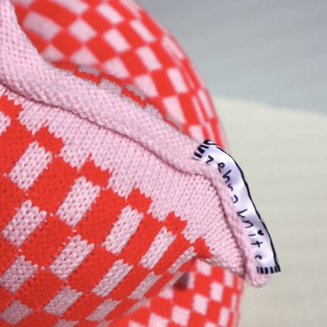 "Zebra Knits" CHECK KNOT - Baby Pink & Cherry - (SMALL)