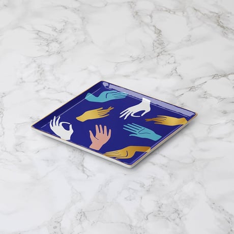 "OCTAEVO" Ceramic Tray - HAMSA Blue  -