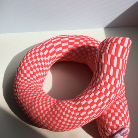 "Zebra Knits" CHECK KNOT - Baby Pink & Cherry - (SMALL)