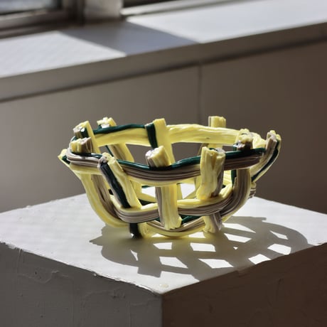 " Take 5 Rubber " Rope Basket S - smooth yellow&dark green