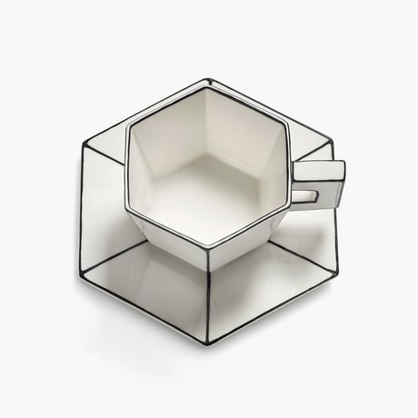 " SERAX " Carte Blanche - Cappuccino cup with saucer white - black