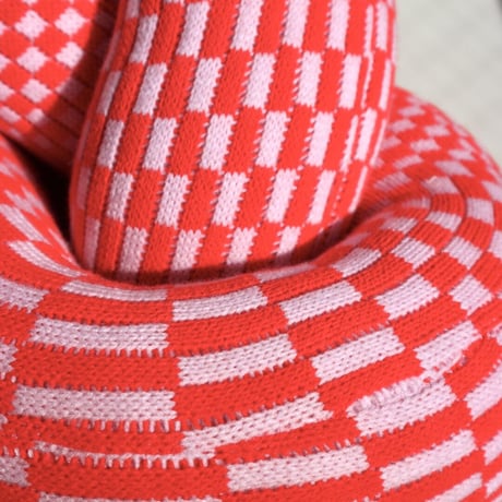 "Zebra Knits" CHECK KNOT - Baby Pink & Cherry - (SMALL)