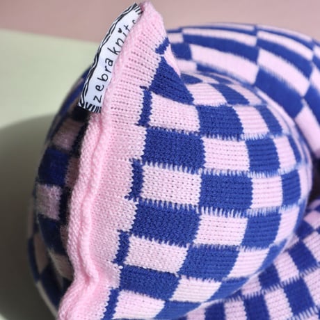 "Zebra Knits" CHECK KNOT - Baby Pink & Electric Blue - (BIG)