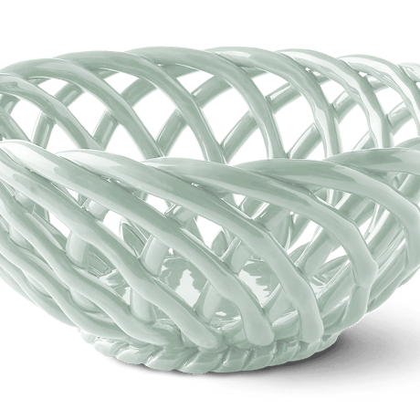 "OCTAEVO" Sicilia Ceramic Basket Large - light mint -