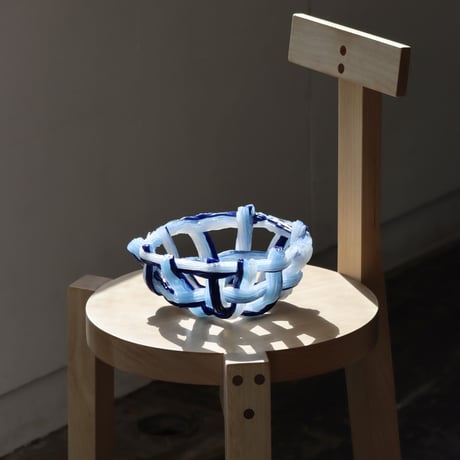 " Take 5 Rubber " Rope Basket S - light blue&navy blue