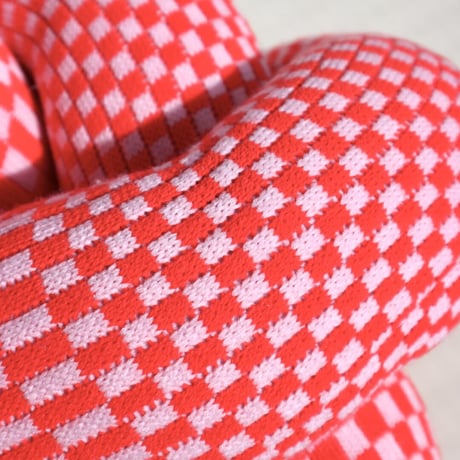 "Zebra Knits" CHECK KNOT - Baby Pink & Cherry - (SMALL)