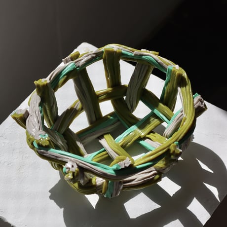 " Take 5 Rubber " Rope Basket S - matcha green&light green