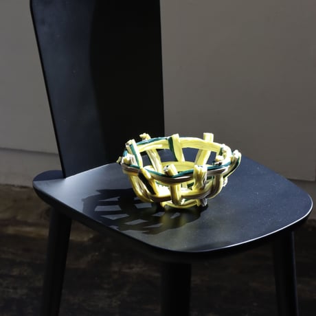 " Take 5 Rubber " Rope Basket S - smooth yellow&dark green