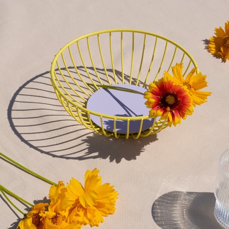 "OCTAEVO" Iris Wire Basket Small - yellow/lilac -