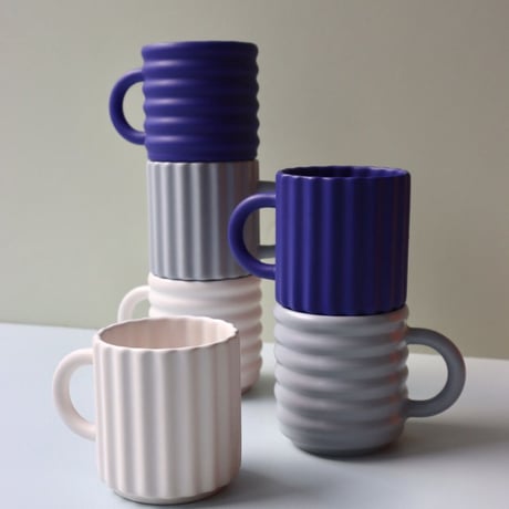 "FORM & SEEK" Ripple Mugs SET - Cobalt -