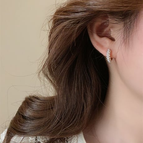 Pearl hoop ピアス