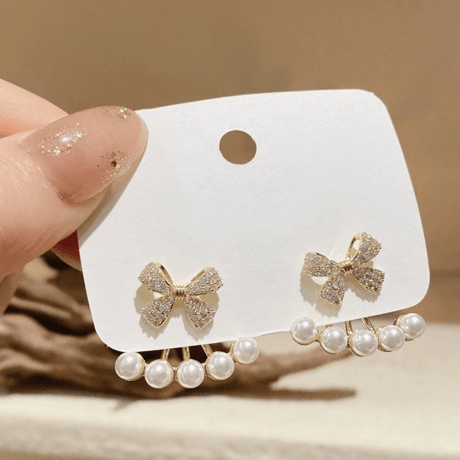 ribbon pearl ピアス