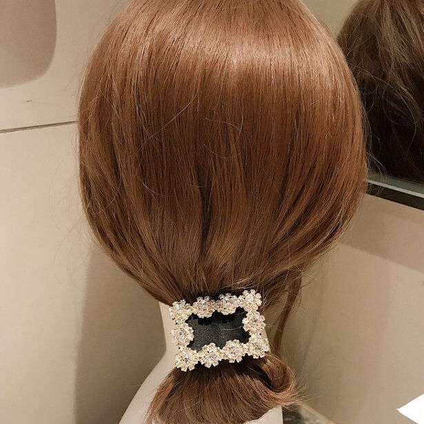 一点物★⭐︎ヘアゴム578Aストーン付マーブル大理石柄透かし楕円形ビジューヘアゴム ビジュー ヘアゴム | Cattlya