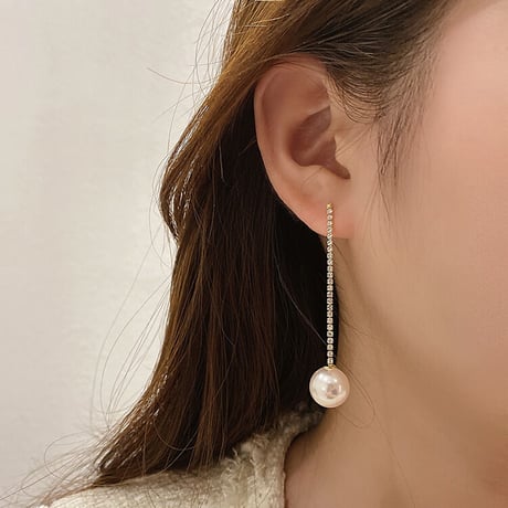 long pearl ピアス