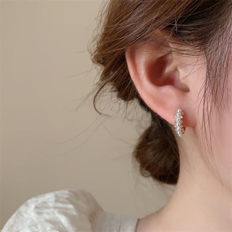 Pearl hoop ピアス