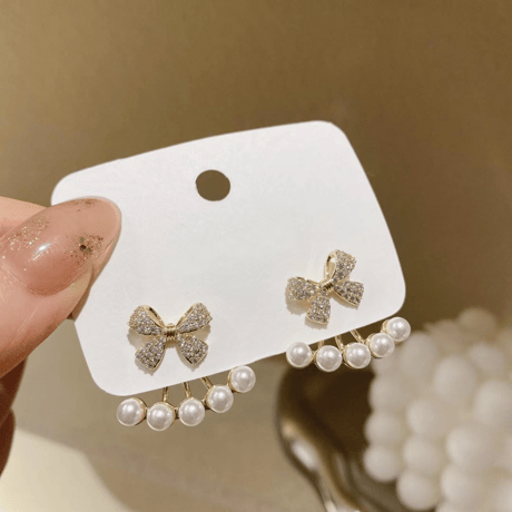 ribbon pearl ピアス