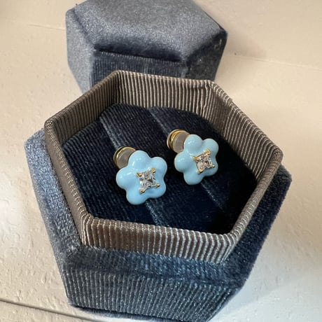 light blue flower イヤリング
