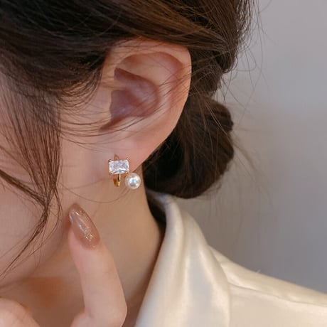 zirconia pearl ピアス　イヤリング