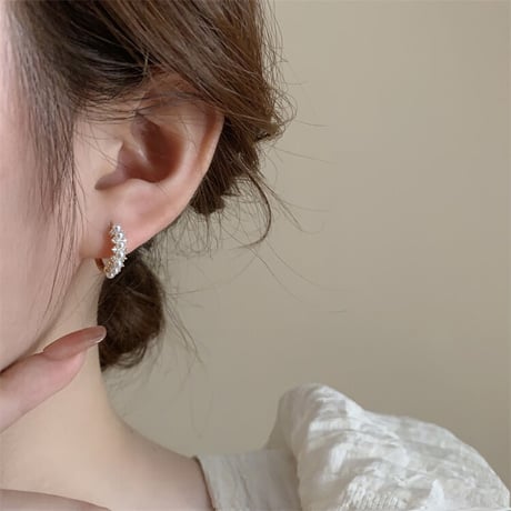 Pearl hoop ピアス
