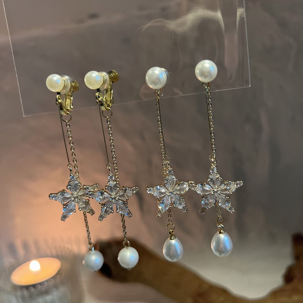 flower Crystal イヤリング ピアス | Cattlya