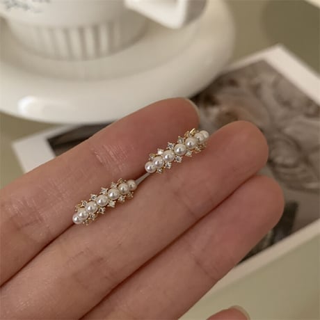 Pearl hoop ピアス